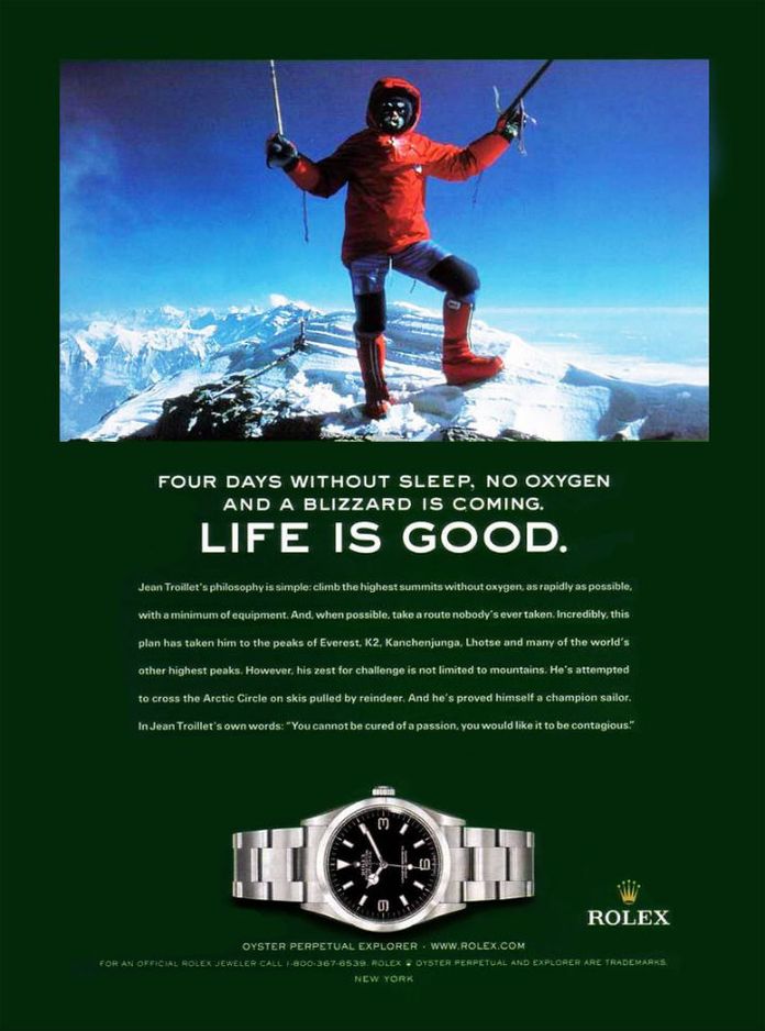 Reklama se švýcarským horolezcem Jeanem Troilletem